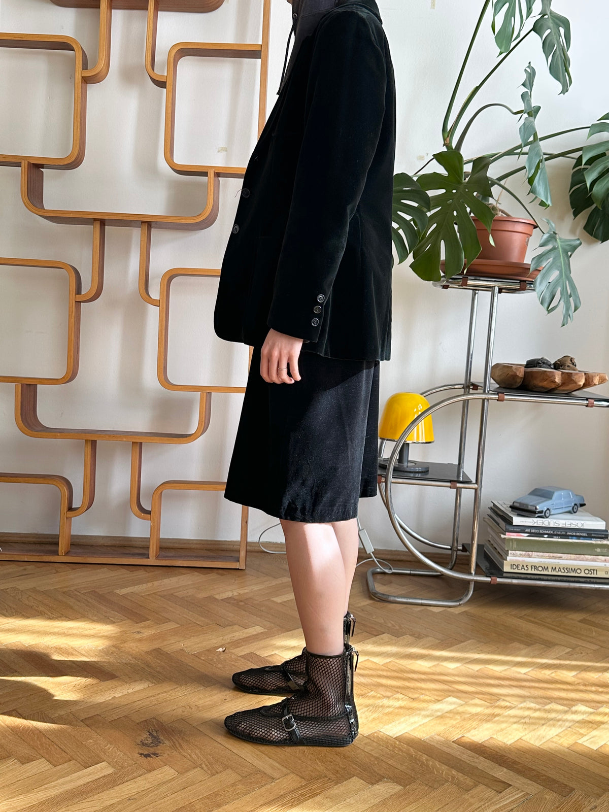 Black velours tailored jacket