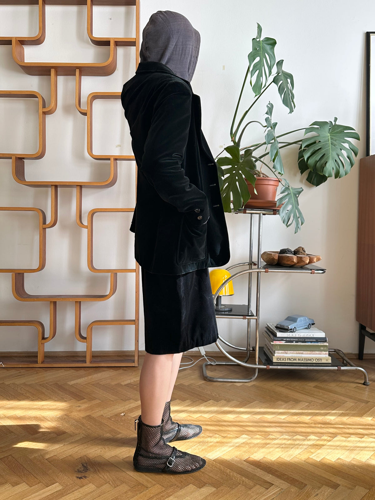 Black velours tailored jacket