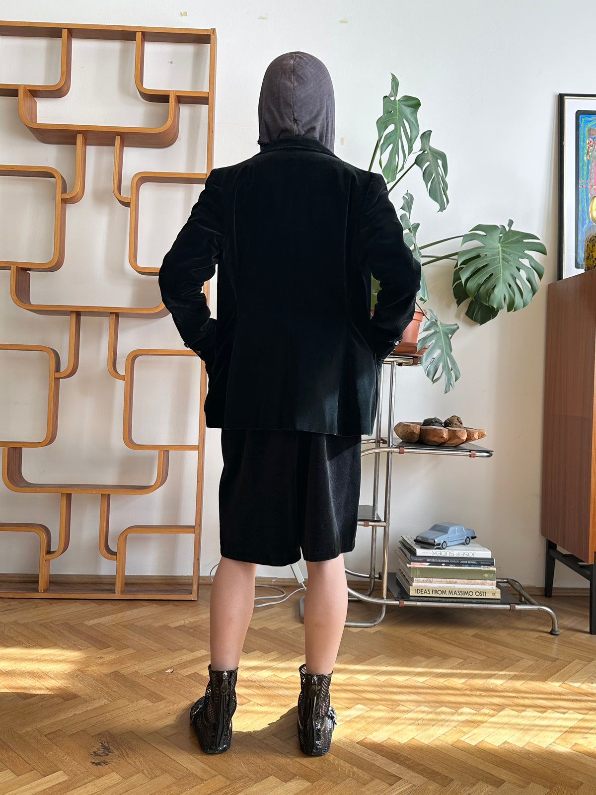 Black velours tailored jacket