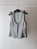 EMPORIO ARMANI vintage silk blouse vest tops gilet アルマーニ エンポリオアルマーニ ヴィンテージ シルク ブラウス タンクトップ ベスト ジレ gray グレー リボン