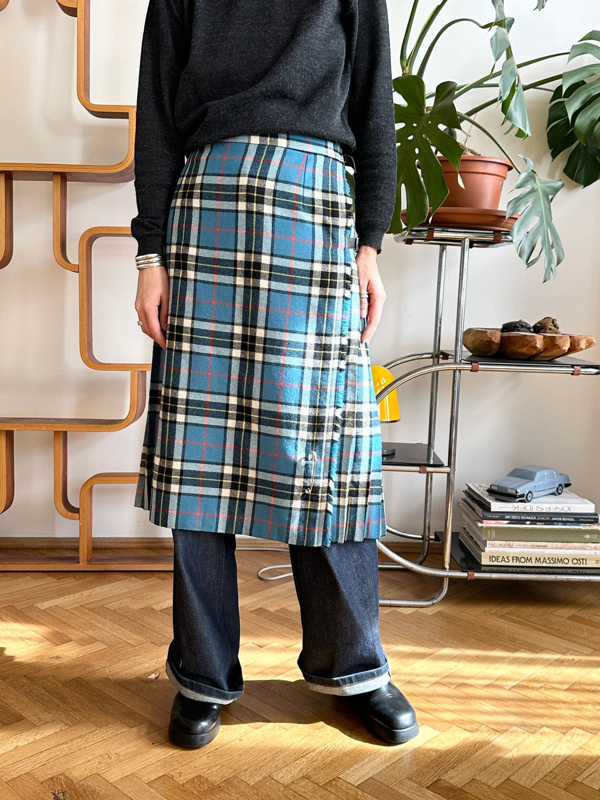 70-80s Scottish tartan wool wrap skirt W28