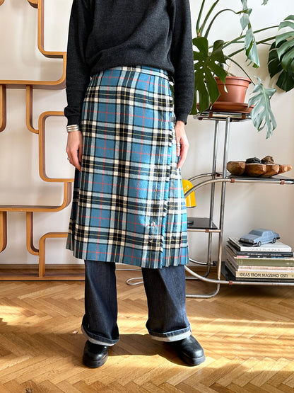 70-80s Scottish tartan wool wrap skirt W28
