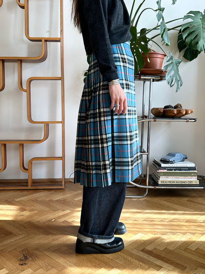 70-80s Scottish tartan wool wrap skirt W28