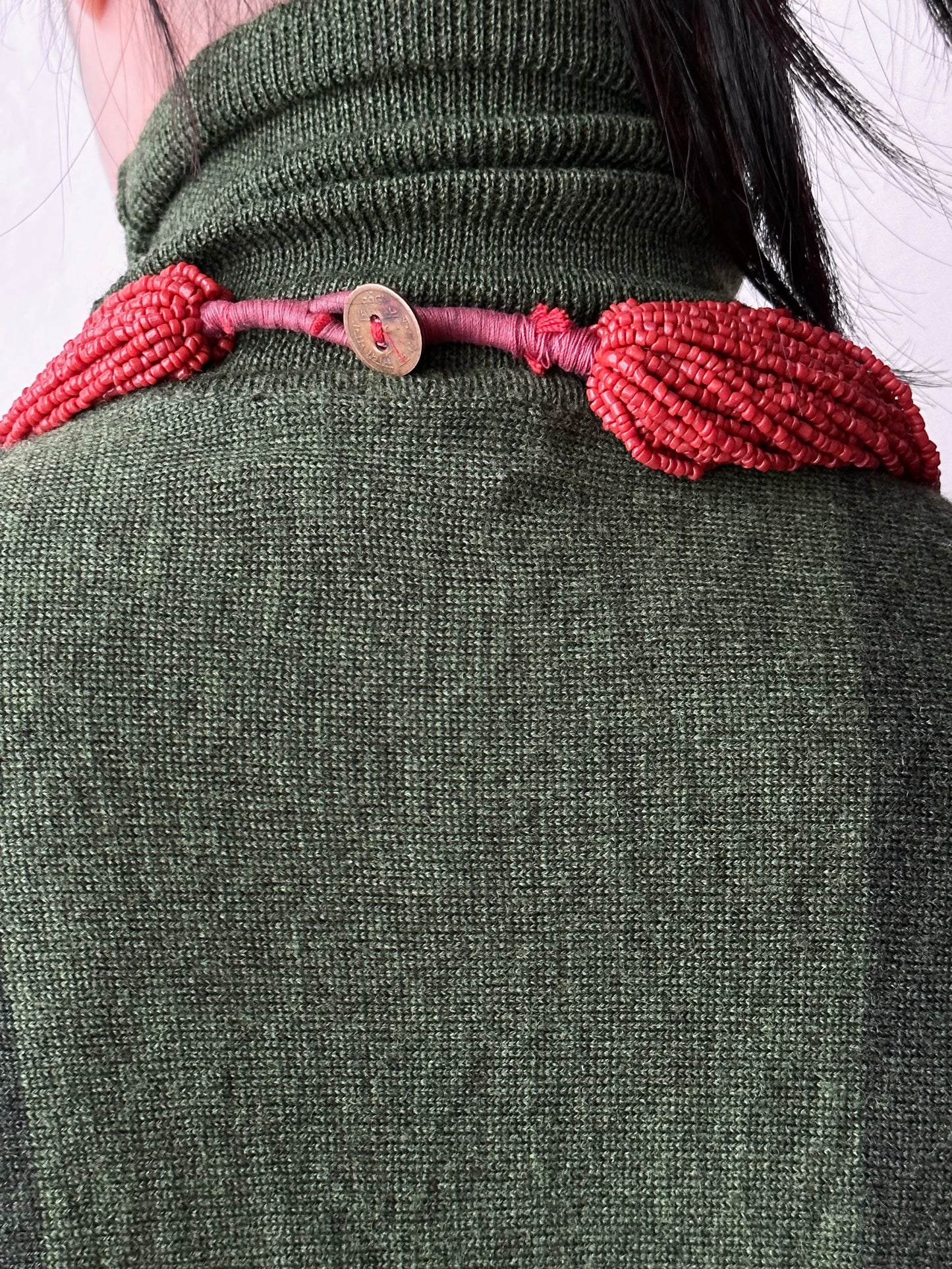 circa 1960s red coral color necklace