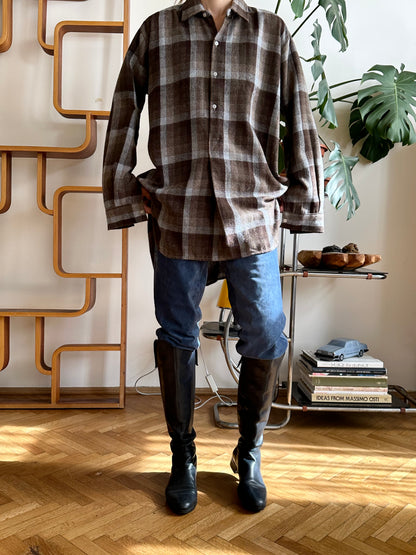 80s wool blend plaid grandpa shirt