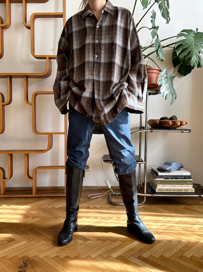 80s wool blend plaid grandpa shirt