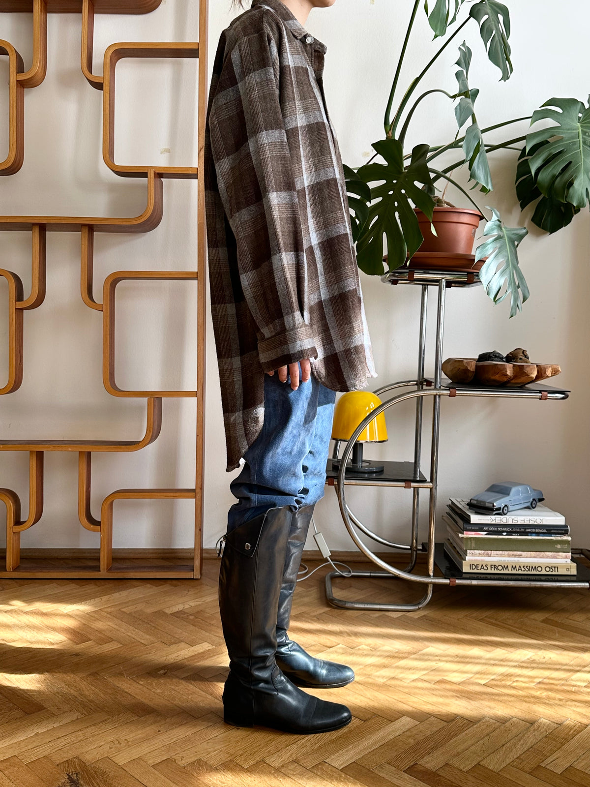 80s wool blend plaid grandpa shirt