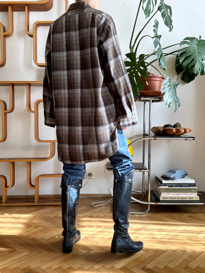 80s wool blend plaid grandpa shirt