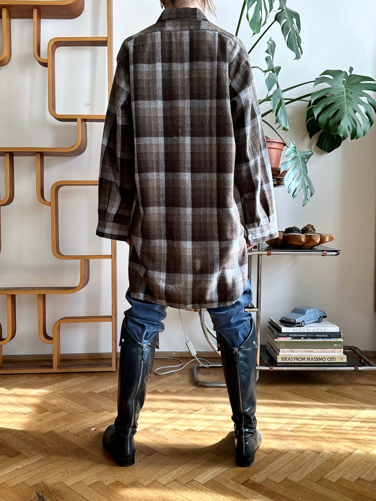 80s wool blend plaid grandpa shirt