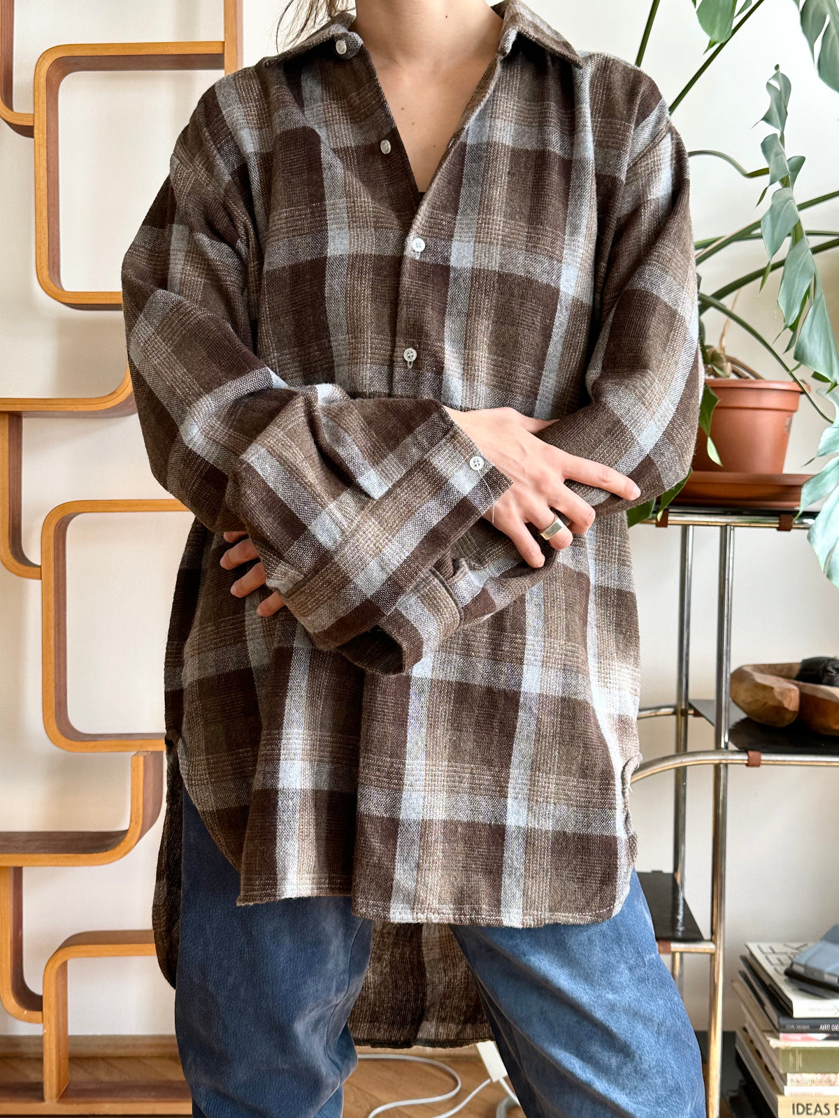80s wool blend plaid grandpa shirt