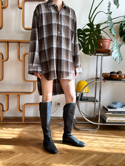 80s wool blend plaid grandpa shirt