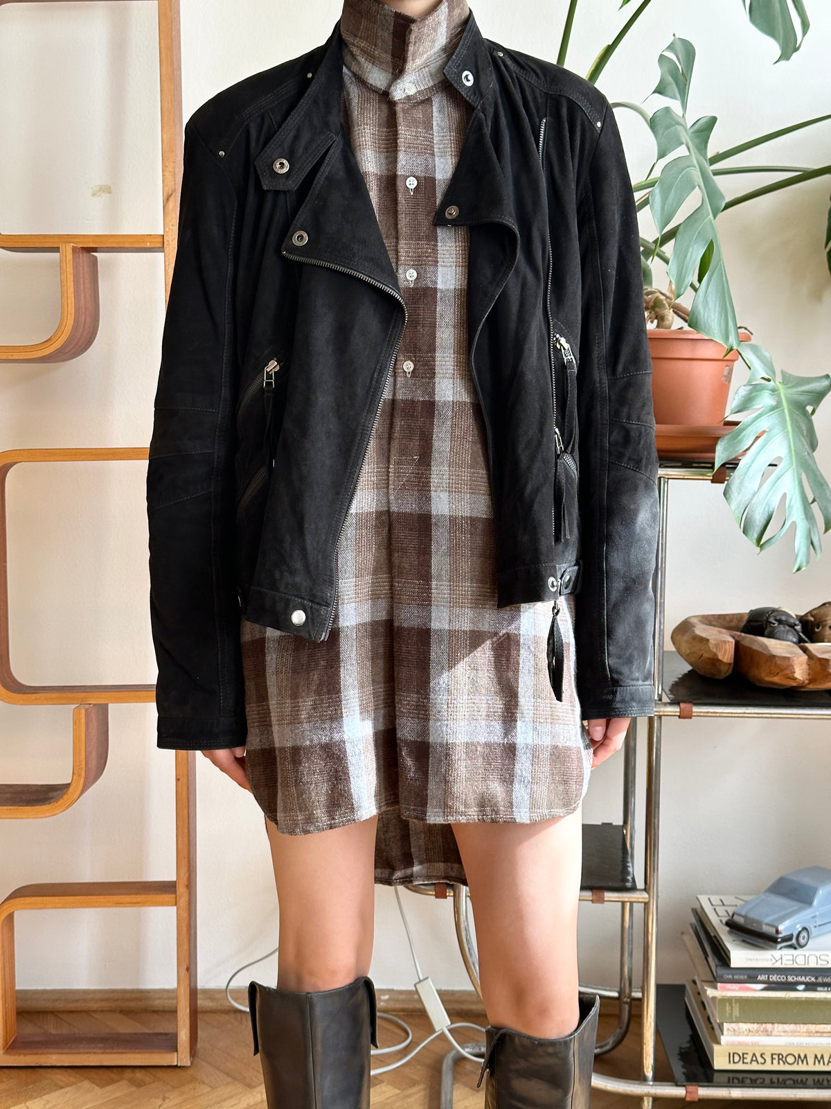 90s black suede jacket