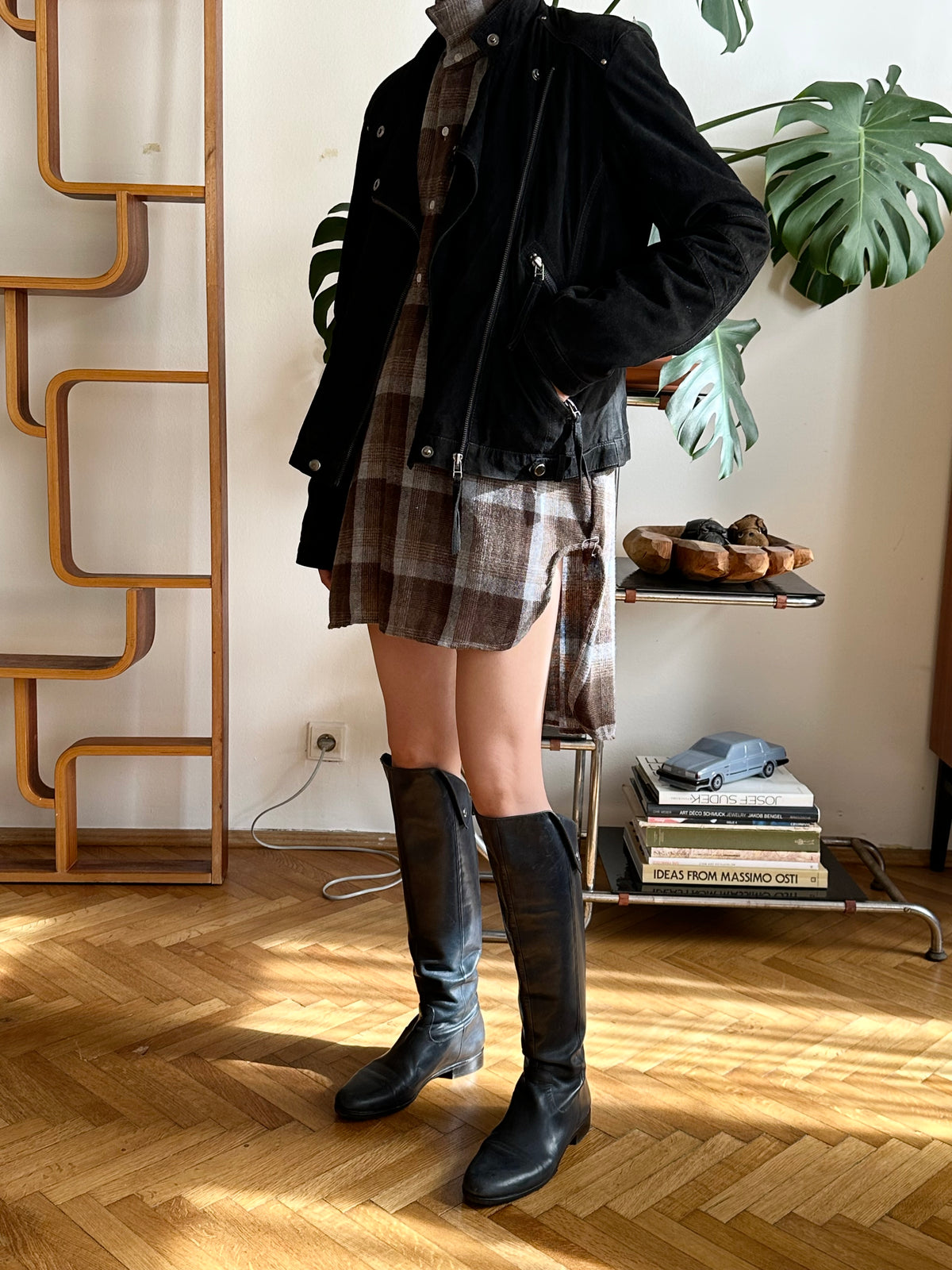 90s black suede jacket