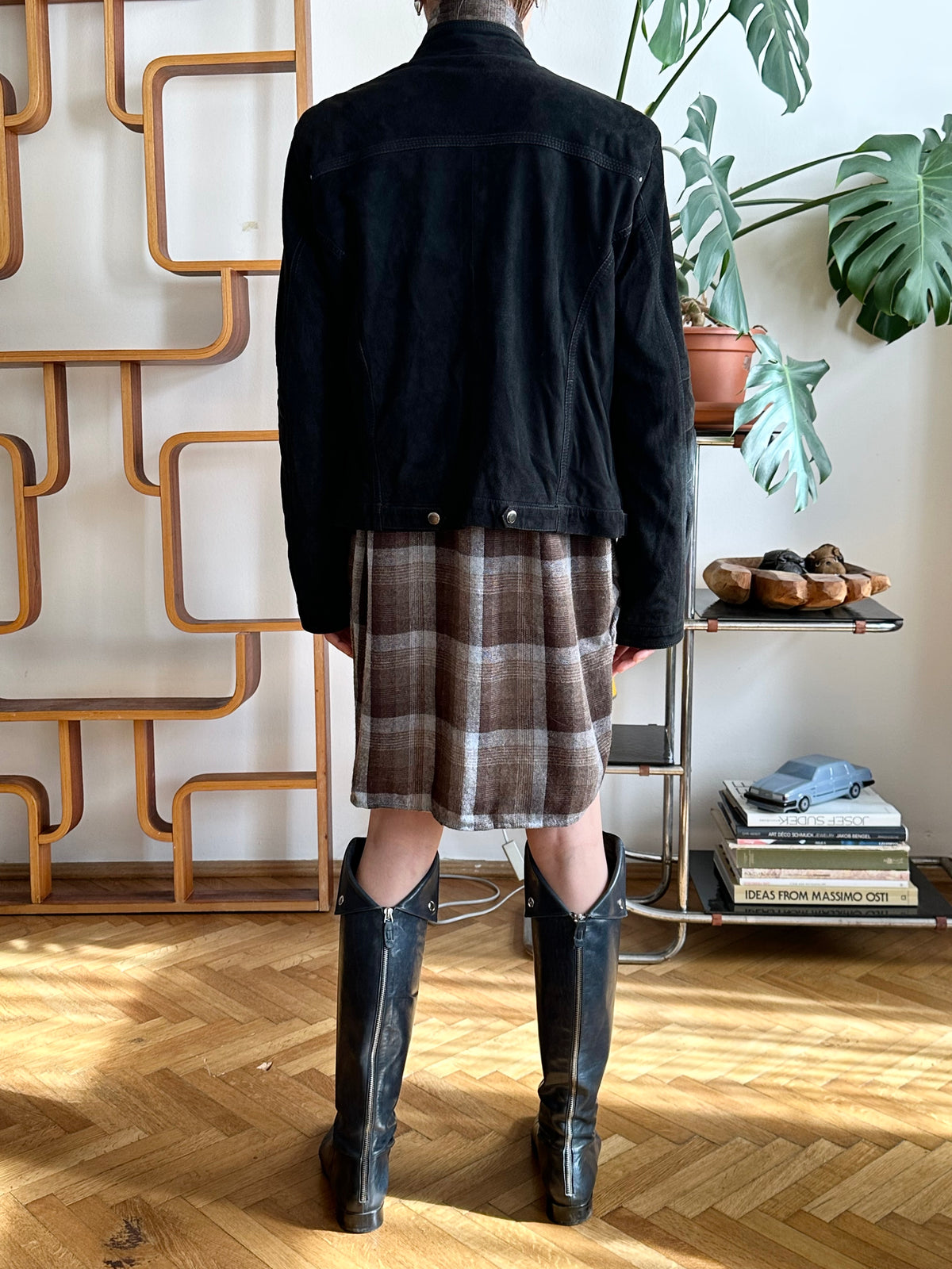 90s black suede jacket