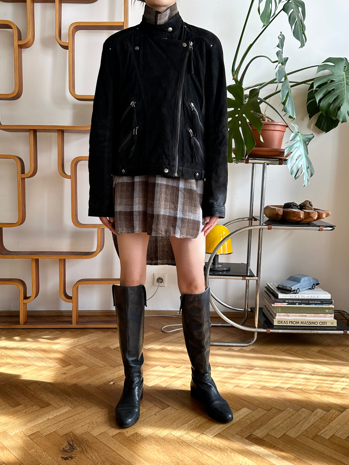 90s black suede jacket
