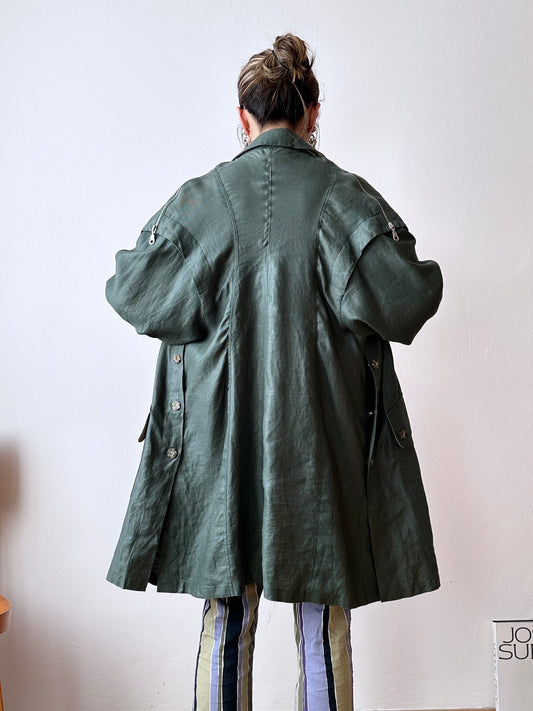 Ramie forest green spring coat