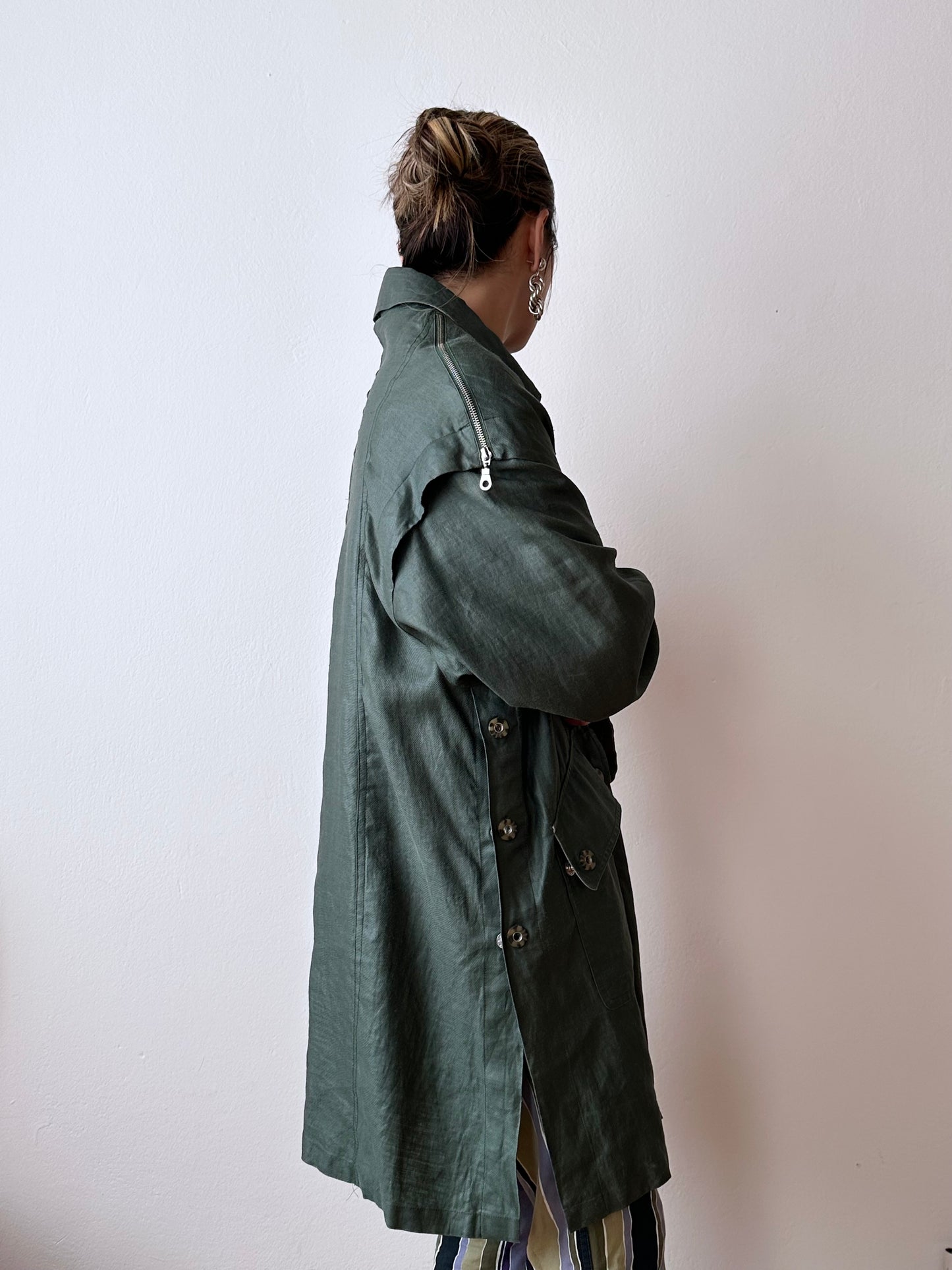 Ramie forest green spring coat