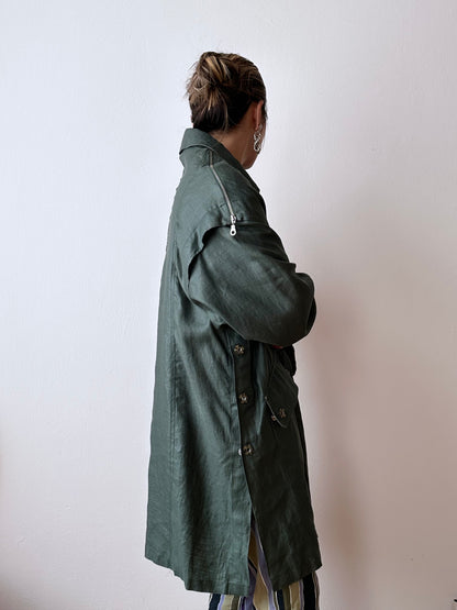 Ramie forest green spring coat