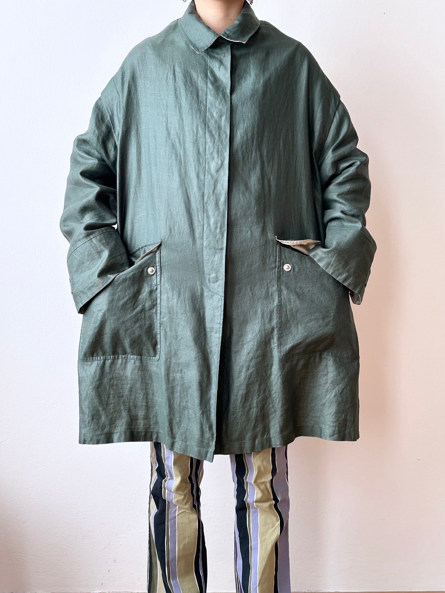 Ramie forest green spring coat