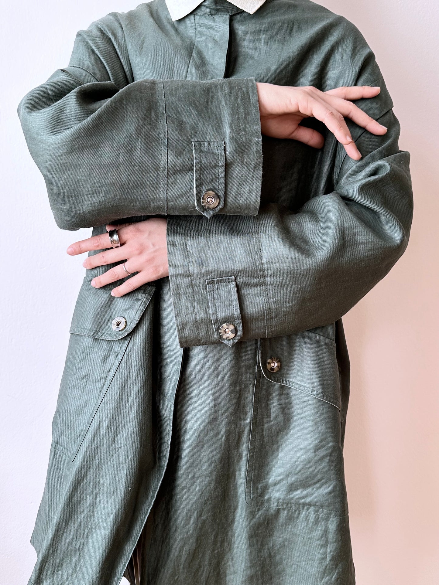 Ramie forest green spring coat