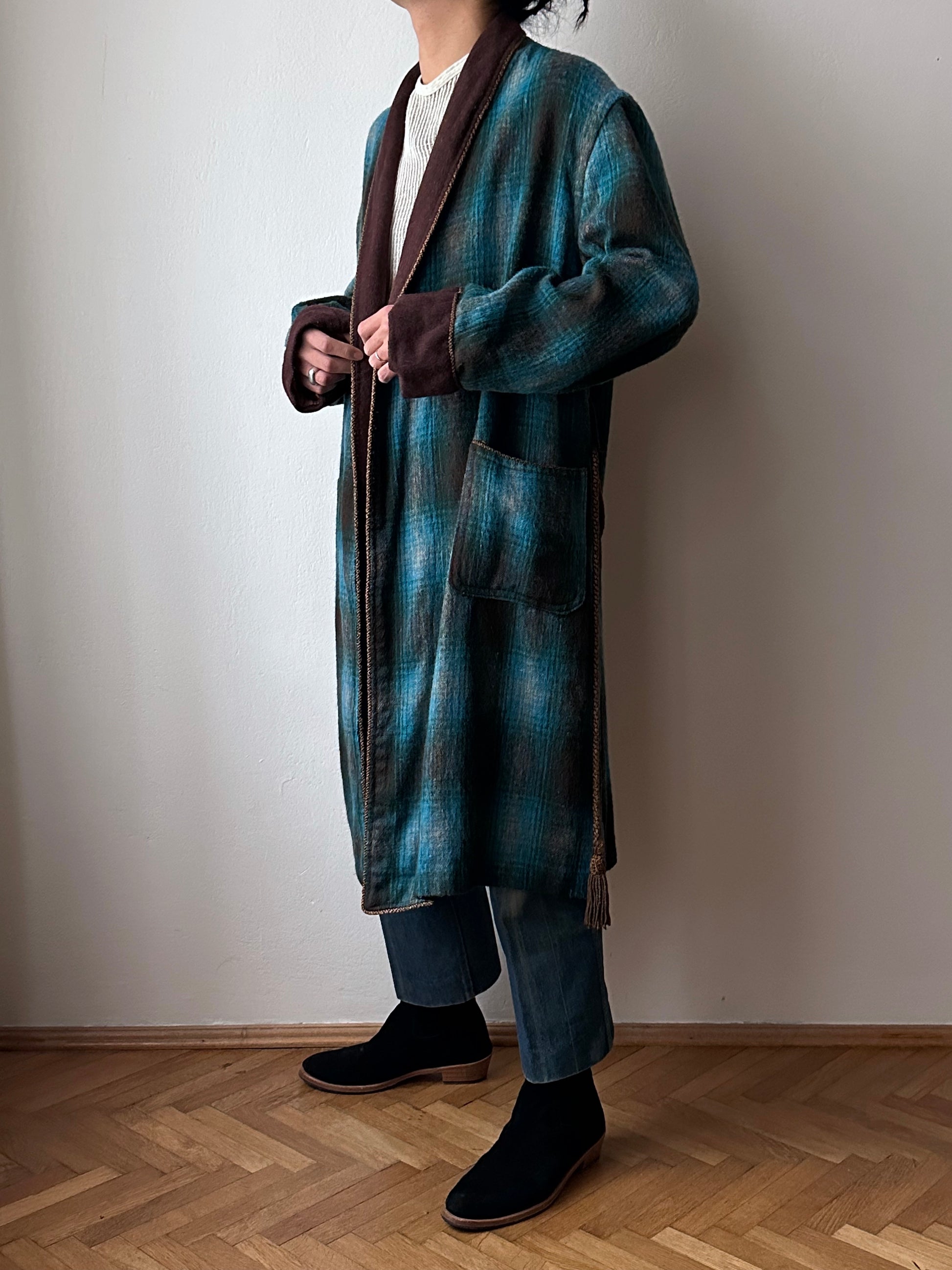 60's オンブレ ガウン wool nightgown Vintage Toto Praha Vintage clothing store Antique shop 60年代 プラハ 古着屋 シャドーチェック ユーロ古着 ユーロヴィンテージ  ヨーロッパ古着 古着卸 