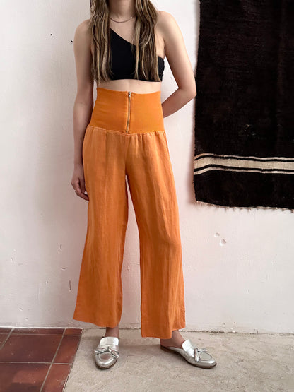 Italy lib waist linen trouser