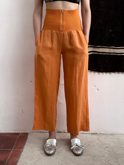 Italy lib waist linen trouser