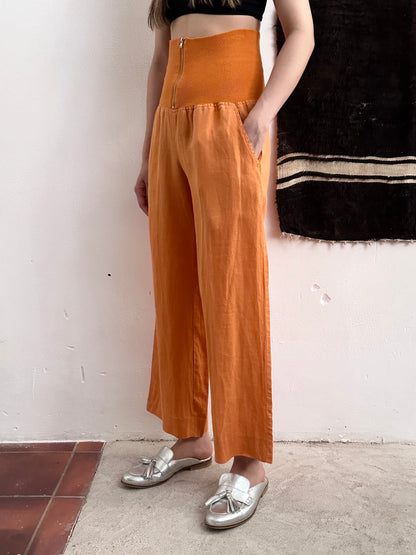 Italy lib waist linen trouser