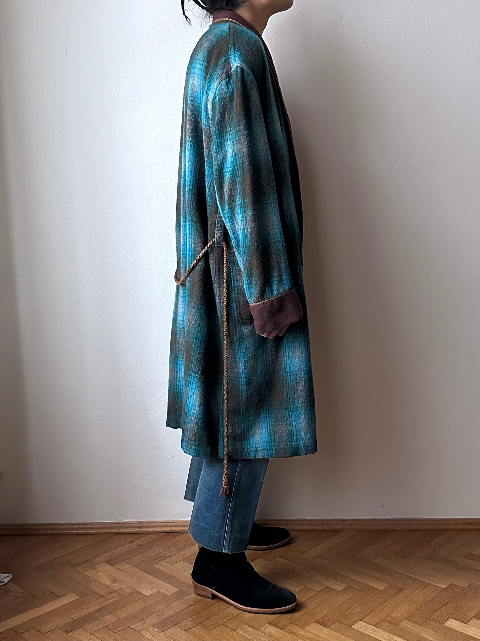 60's オンブレ ガウン wool nightgown Vintage Toto Praha Vintage clothing store Antique shop 60年代 プラハ 古着屋 シャドーチェック ユーロ古着 ユーロヴィンテージ  ヨーロッパ古着 古着卸 