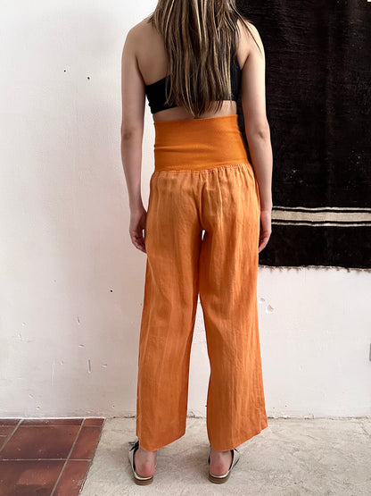 Italy lib waist linen trouser
