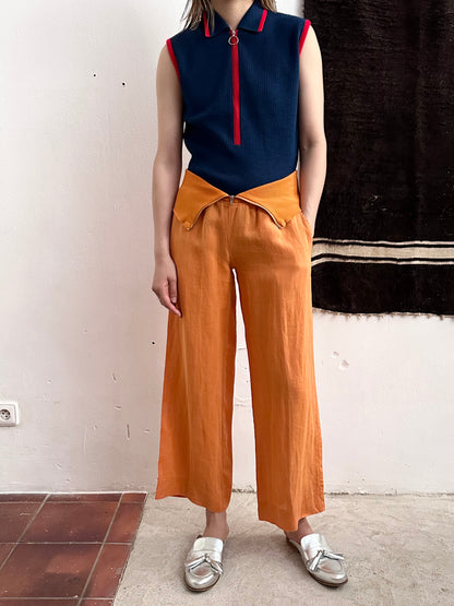 Italy lib waist linen trouser
