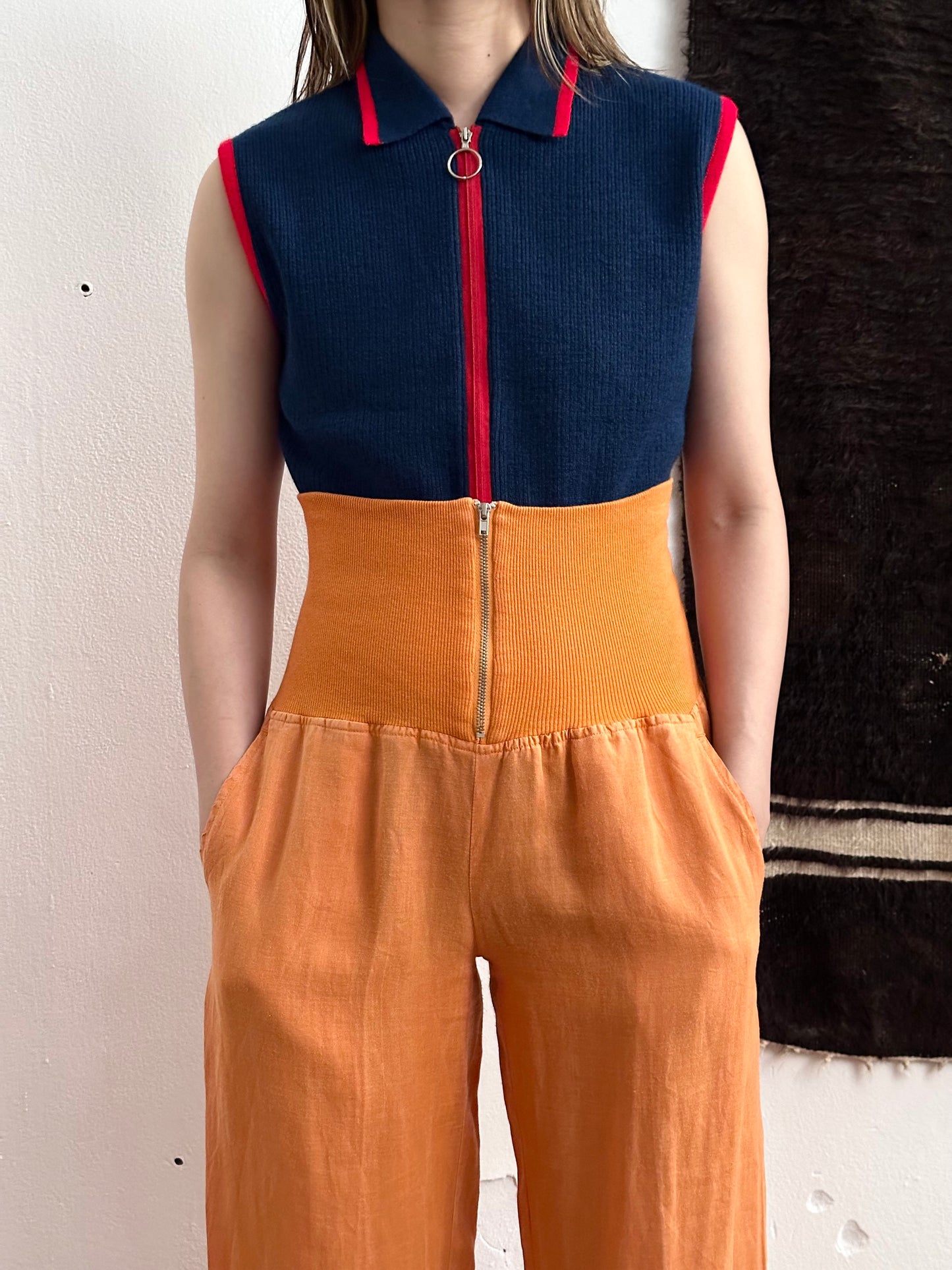 Italy lib waist linen trouser