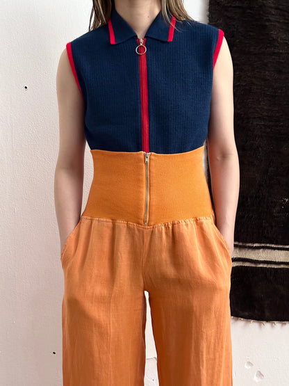 Italy lib waist linen trouser