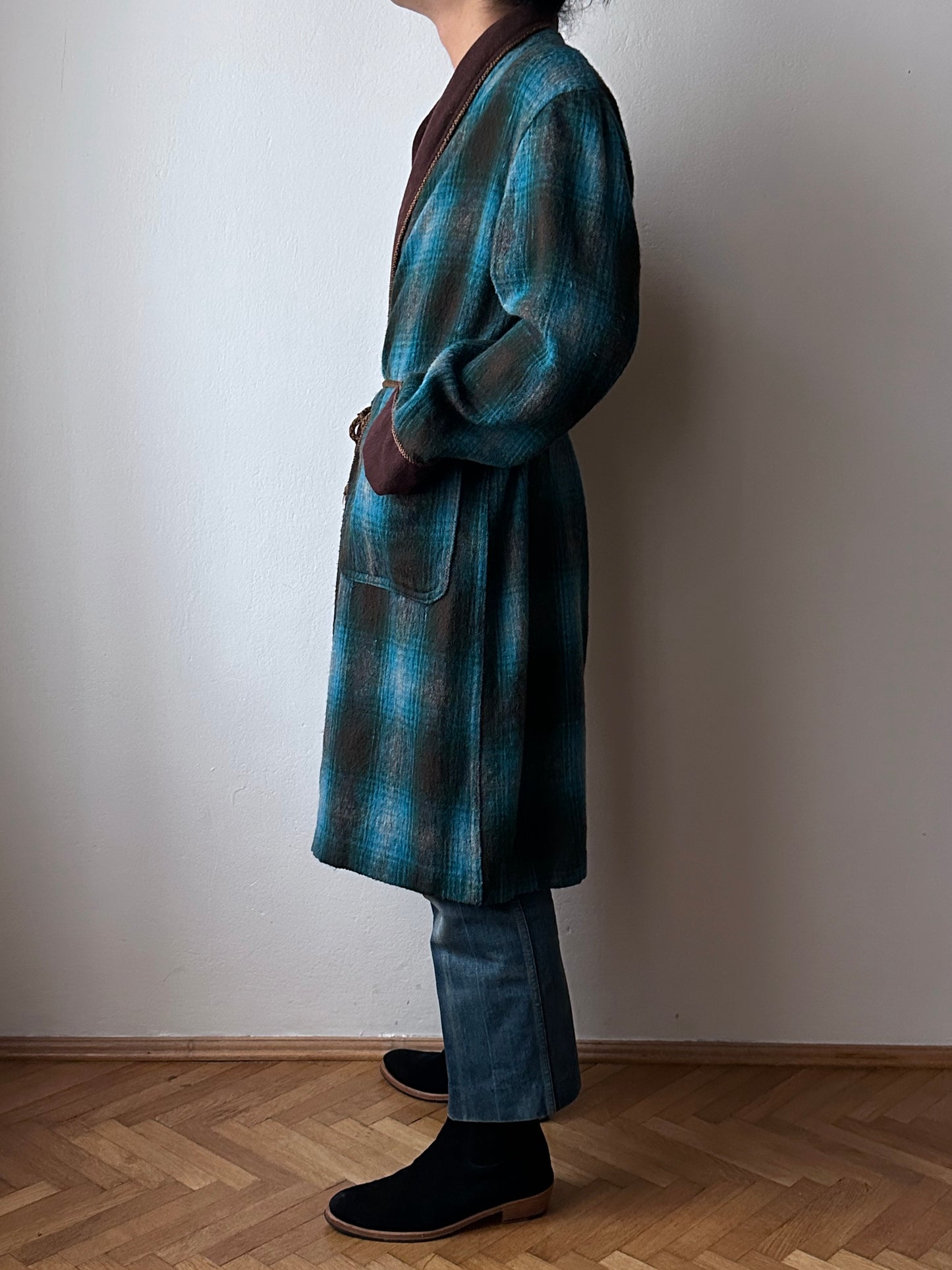 60's オンブレ ガウン wool nightgown Vintage Toto Praha Vintage clothing store Antique shop 60年代 プラハ 古着屋 シャドーチェック ユーロ古着 ユーロヴィンテージ  ヨーロッパ古着 古着卸 