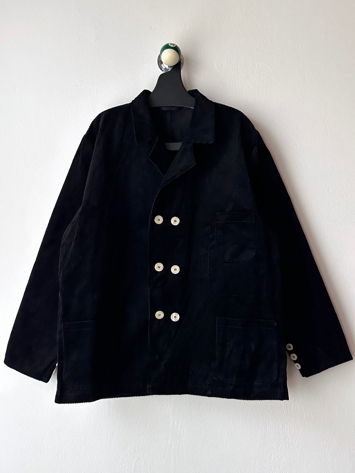 German black corduroy double-breasted jacket