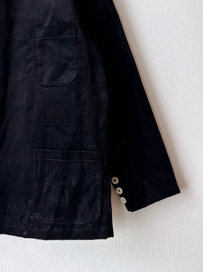 German black corduroy double-breasted jacket