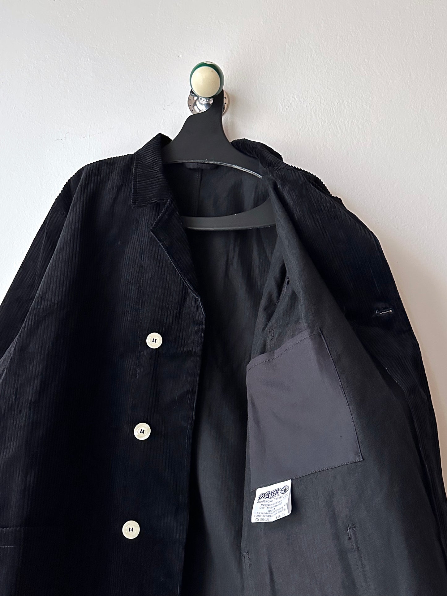 German black corduroy double-breasted jacket