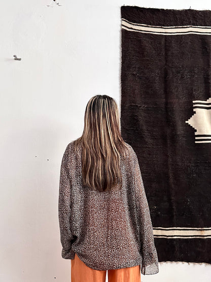 late 90s leopard sheer frill shirt