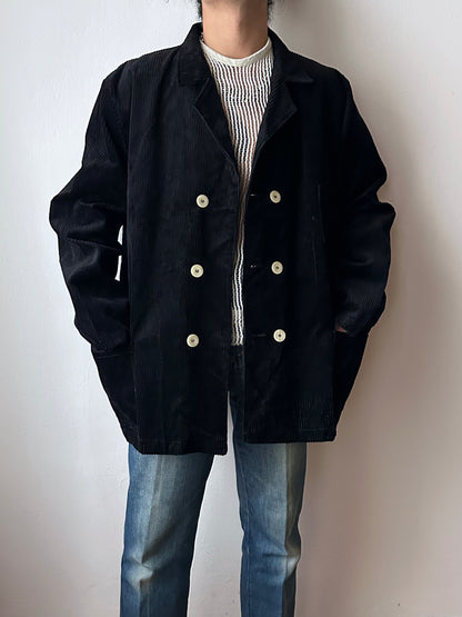 German black corduroy double-breasted jacket