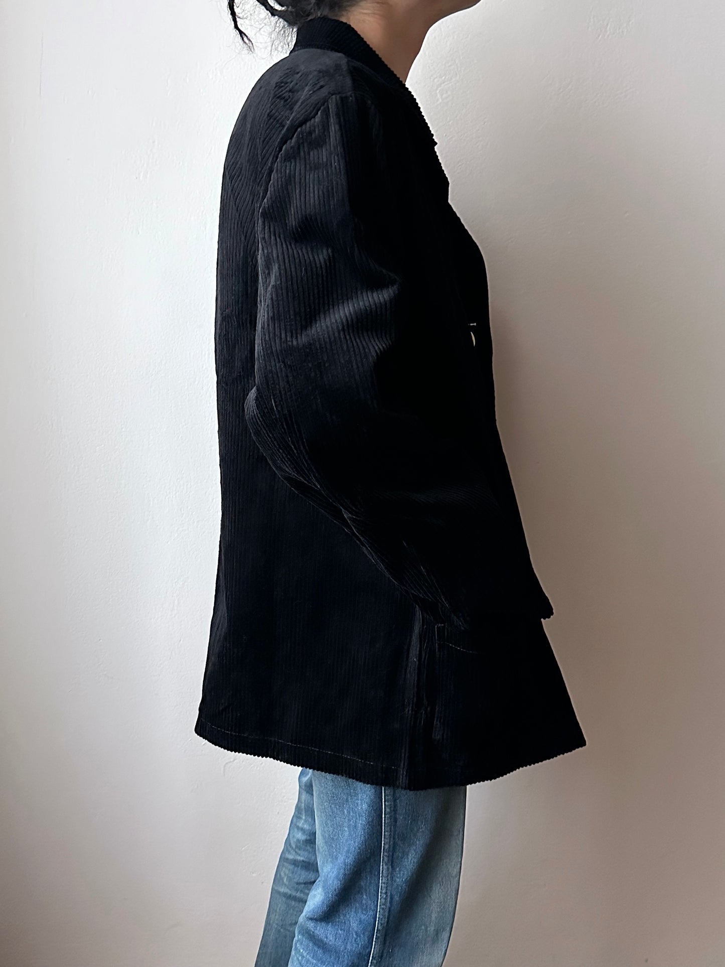 German black corduroy double-breasted jacket