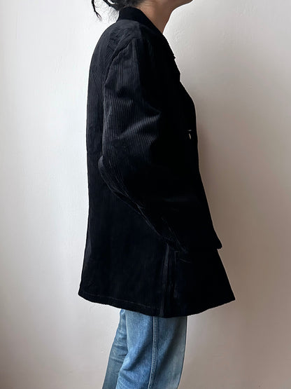 German black corduroy double-breasted jacket