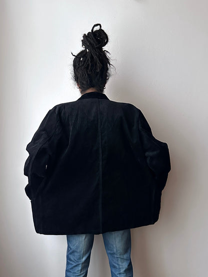 German black corduroy double-breasted jacket