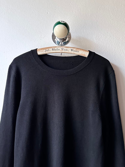 silk cashmere cotton black, mesh cuffs