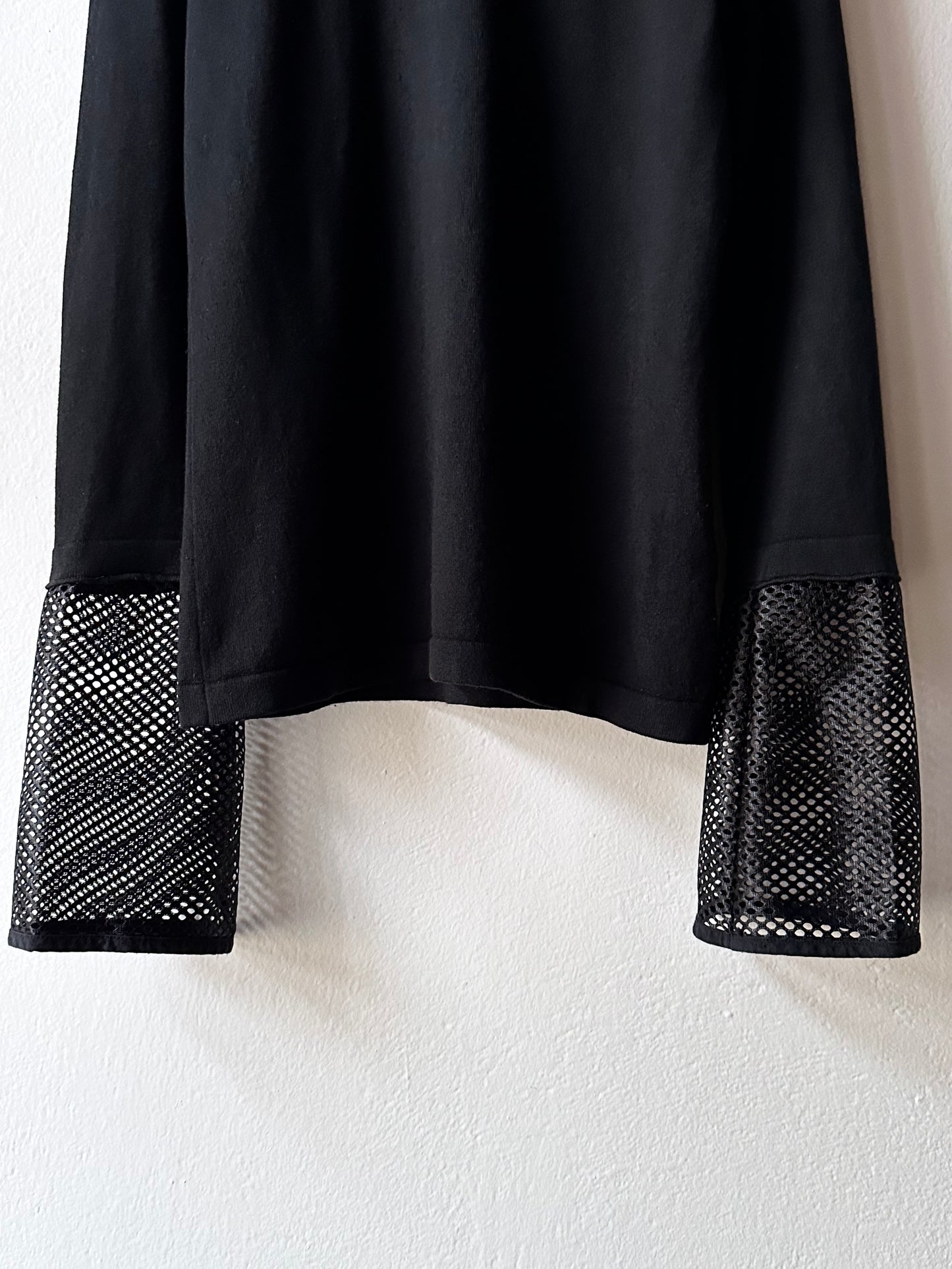 silk cashmere cotton black, mesh cuffs