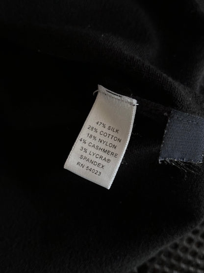 silk cashmere cotton black, mesh cuffs