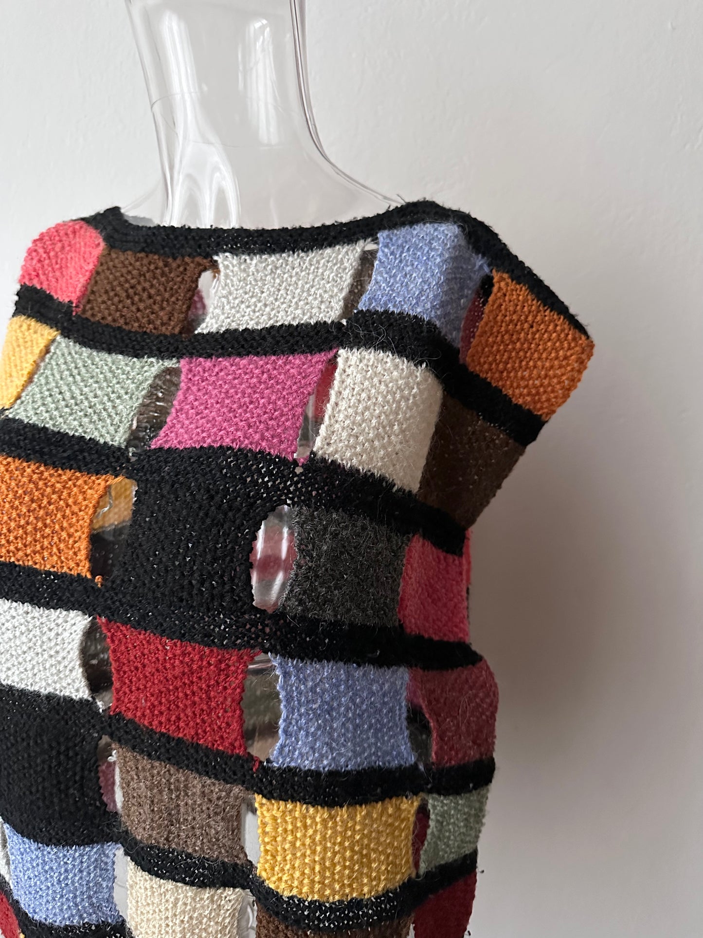 Handmade knit panel vest