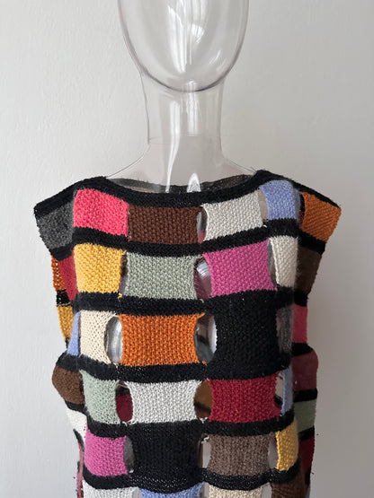 Handmade knit panel vest