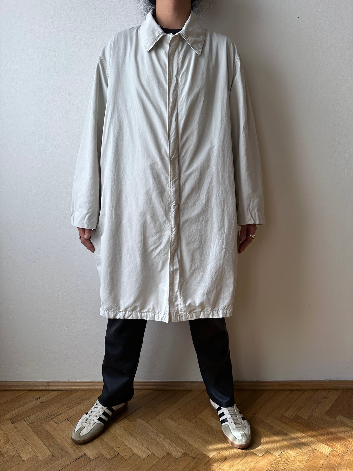 C.P. Company SS'00 2000's 2000年代 Massimo Osti マッシモオスティ Made in Italy イタリア製 イタリア古着 Cotton Nylon Coat Gray ナイロン コート 灰色 グレー Toto Praha Vintage clothing shop Antique shop 古着屋 プラハ Showroom appointment Prague ユーロ古着 ヨーロッパ古着 古着卸 ヴィンテージ