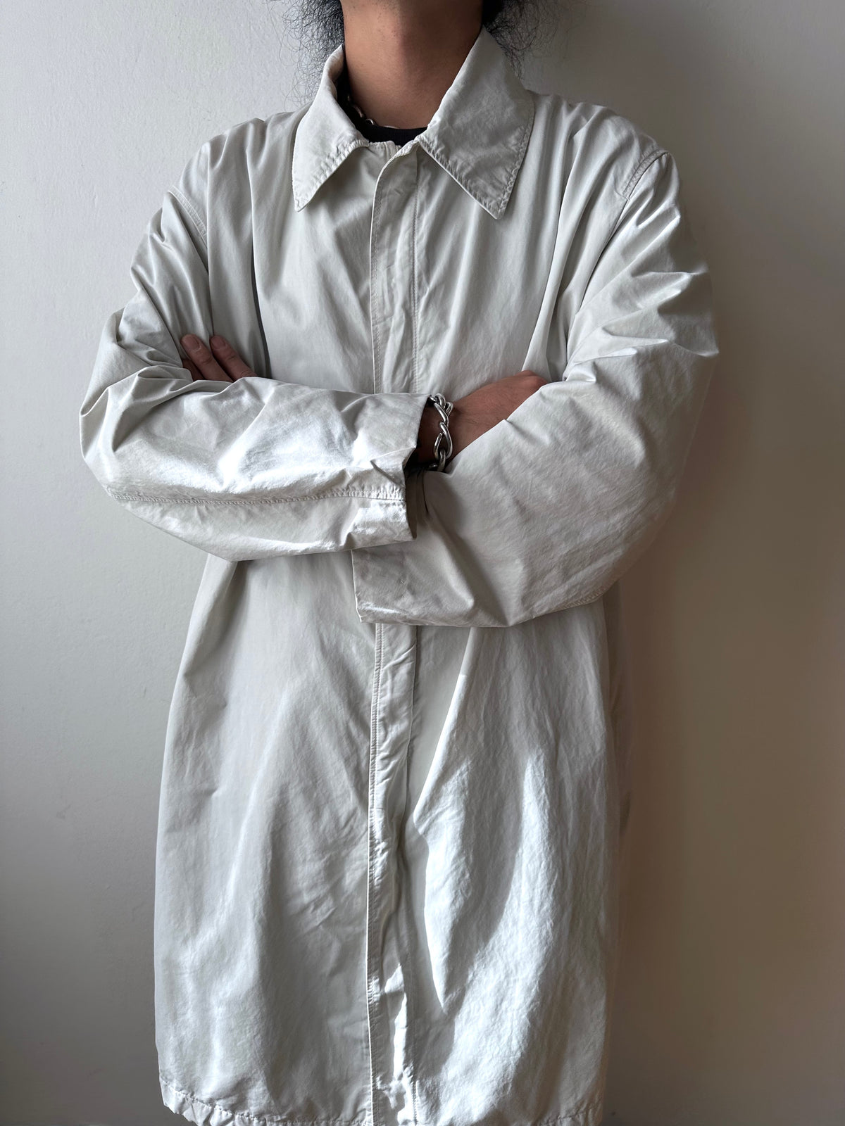 C.P. Company SS'00 2000's 2000年代 Massimo Osti マッシモオスティ Made in Italy イタリア製 イタリア古着 Cotton Nylon Coat Gray ナイロン コート 灰色 グレー Toto Praha Vintage clothing shop Antique shop 古着屋 プラハ Showroom appointment Prague ユーロ古着 ヨーロッパ古着 古着卸 ヴィンテージ