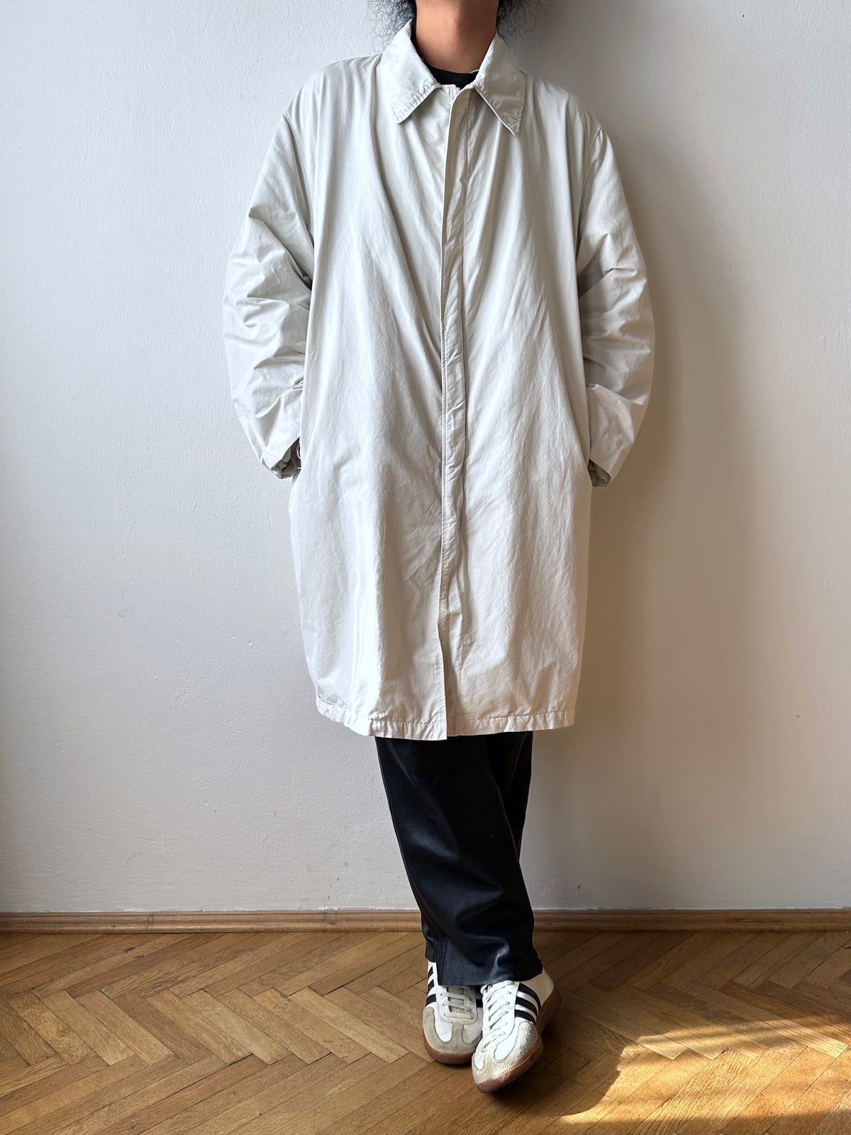 C.P. Company SS'00 2000's 2000年代 Massimo Osti マッシモオスティ Made in Italy イタリア製 イタリア古着 Cotton Nylon Coat Gray ナイロン コート 灰色 グレー Toto Praha Vintage clothing shop Antique shop 古着屋 プラハ Showroom appointment Prague ユーロ古着 ヨーロッパ古着 古着卸 ヴィンテージ